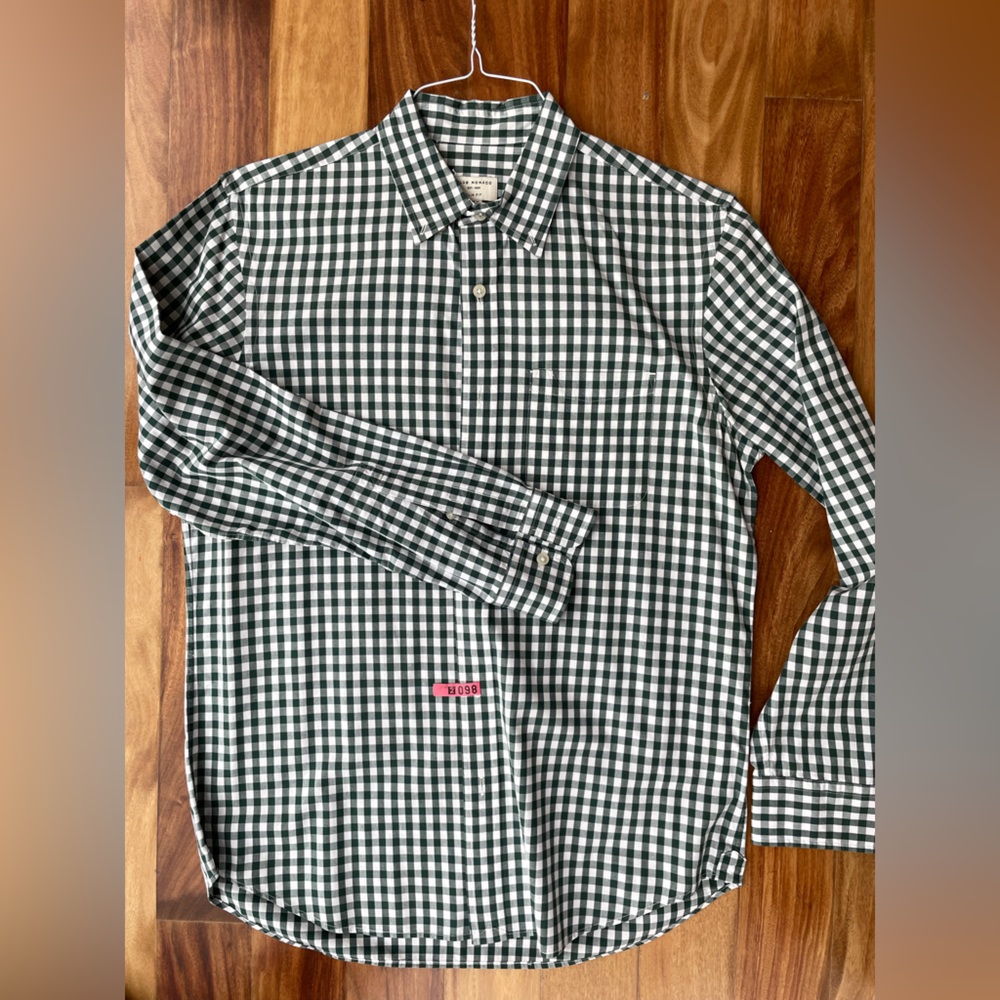 Club Monaco Green and White Gingham Shirt